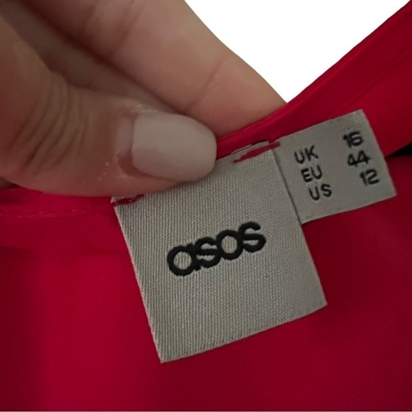 ASOS Sleeveless Faux Wrap Hot Pink Mini Dress Sz 12 - Picture 4 of 4